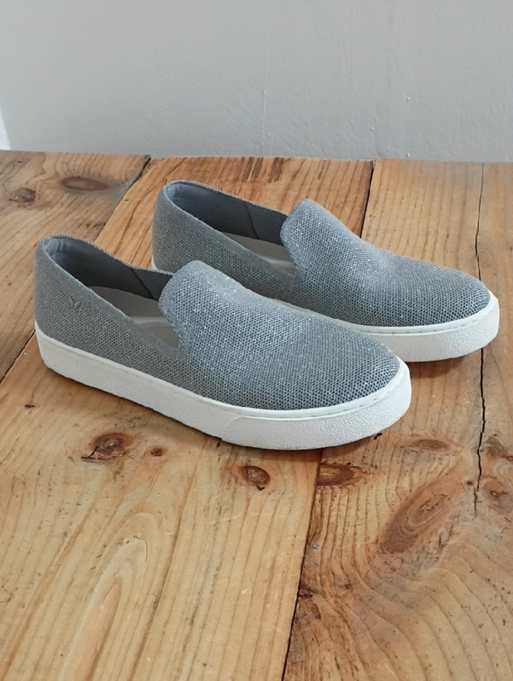 Vivaia Silver Knit Slip On Sneakers Size 39